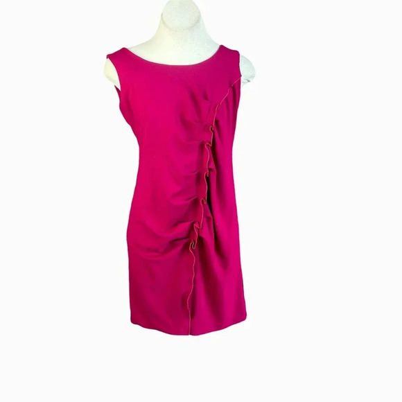 Armani Collezioni Fuchsia Pink Sleeveless Ruffle Sheath Dress Size 12 - Picture 1 of 8